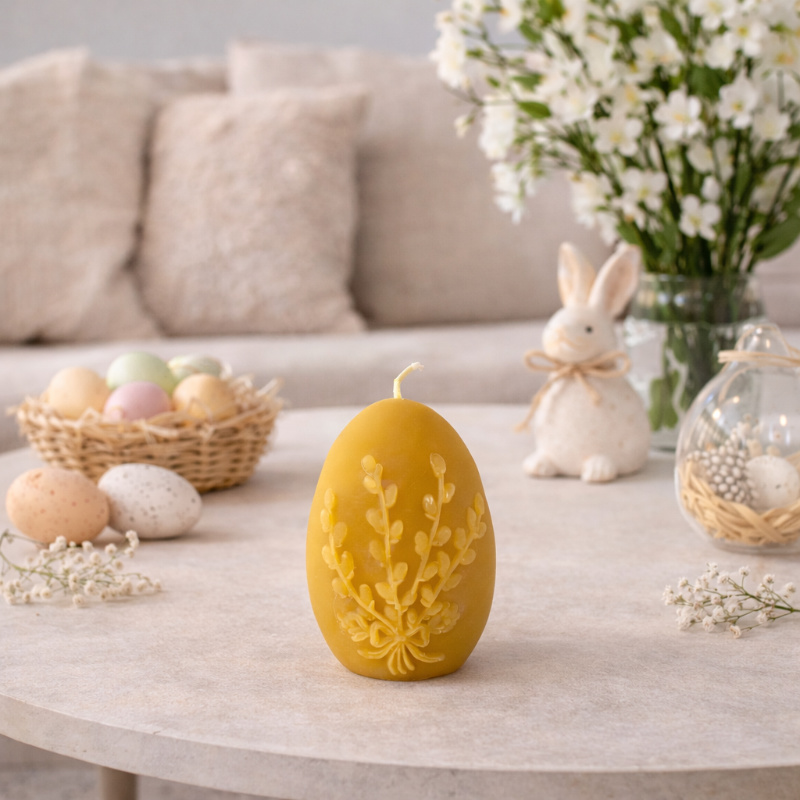 velika noč sveča iz čebeljega voska Velikonočni jajček z mačicami