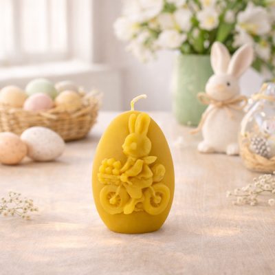 velika noč sveča iz čebeljega voska Velikonočni jajček z zajčkom