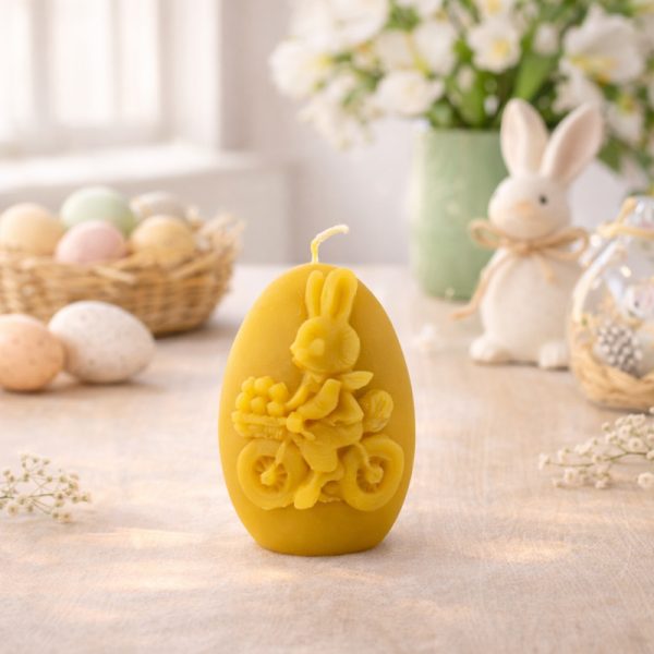 velika noč sveča iz čebeljega voska Velikonočni jajček z zajčkom