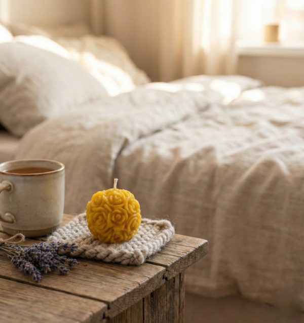 krogla iz vrtnic sveča iz čebeljega voska