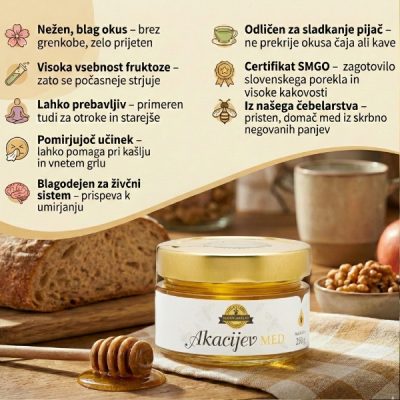 akacijev med 250g pozitivne lastnosti
