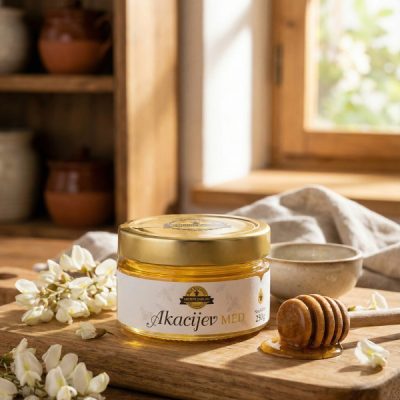 akacijev med 250g v kuhinji