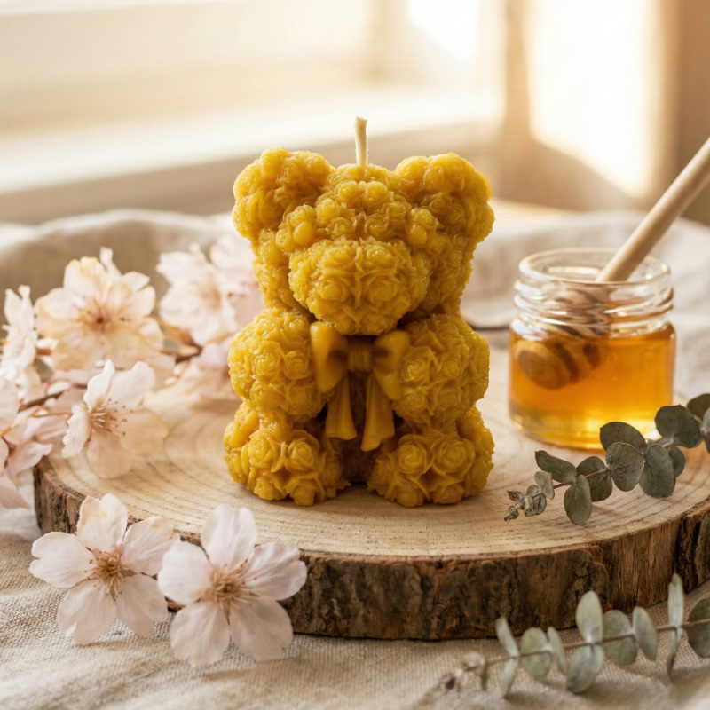 Medvedek iz vrtnic sveča iz čebeljega voska
