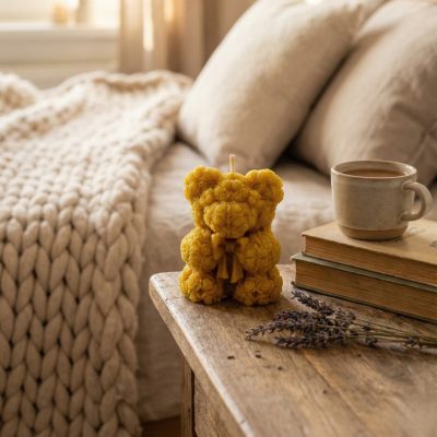 Medvedek iz vrtnic sveča iz čebeljega voska