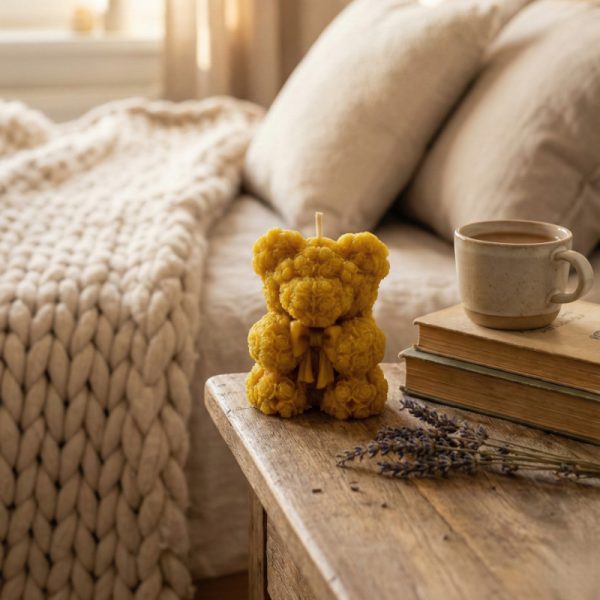 Medvedek iz vrtnic sveča iz čebeljega voska