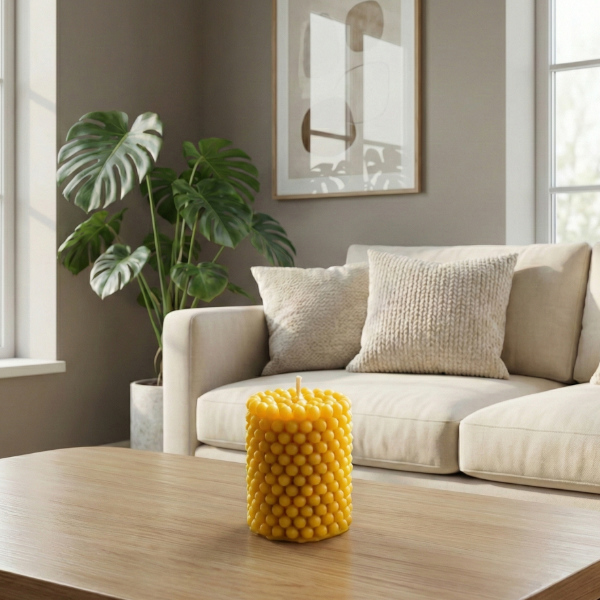 biserni valj sveča iz čebeljega voska