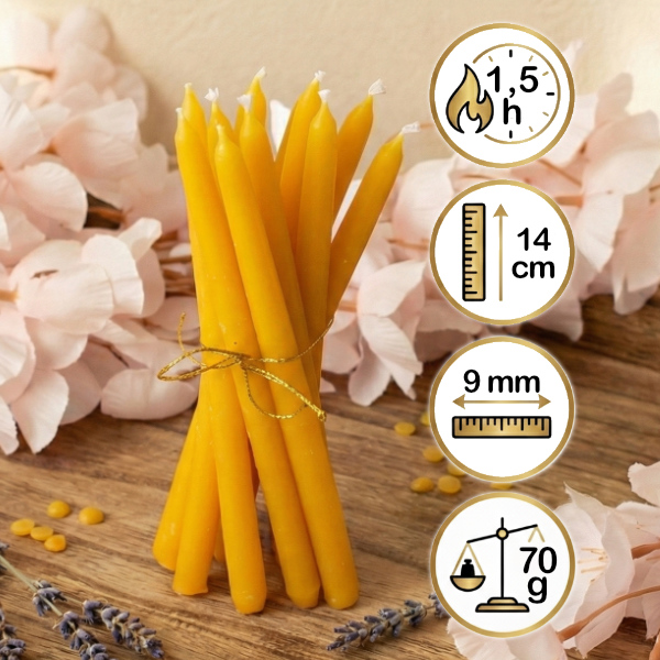 Minimalistične svečke 10 kosov iz čebeljega voska