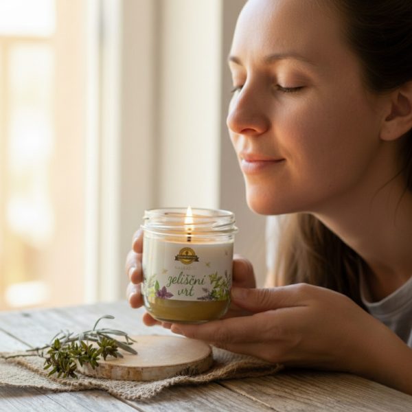 Sveča iz čebeljega voska zeliščni vrt