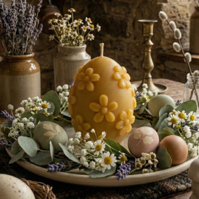 velikonočna sveča iz čebeljega voska Jajček cvetlična harmonija