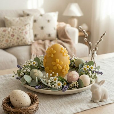 velikonočna sveča iz čebeljega voska Jajček cvetlična harmonija