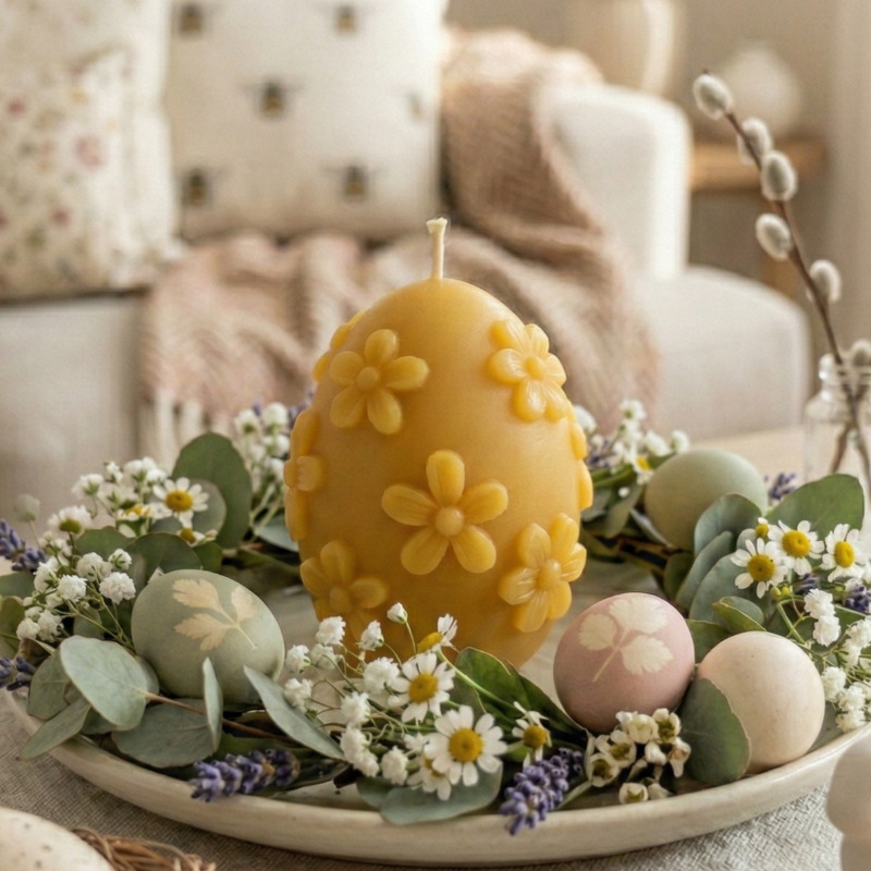 velikonočna sveča iz čebeljega voska Jajček cvetlična harmonija