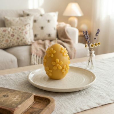 velikonočna sveča iz čebeljega voska Jajček cvetlična harmonija