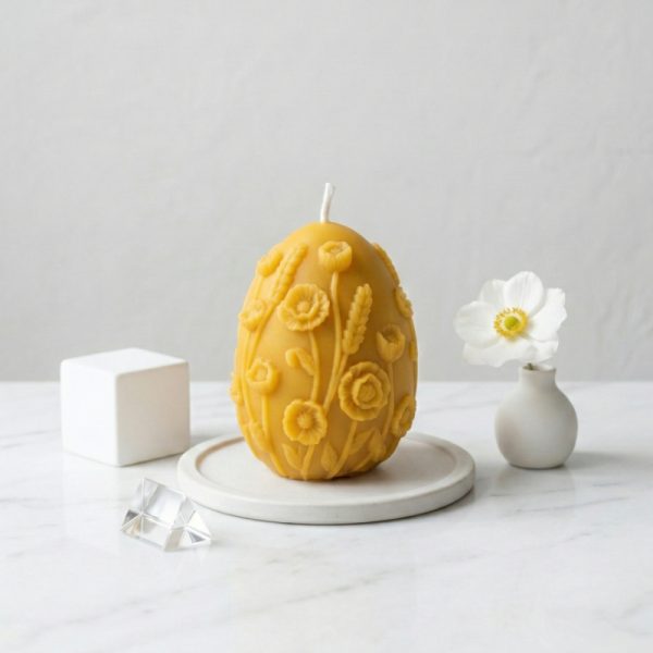 velikonočna sveča iz čebeljega voska Jajček iz cvetočega vrta