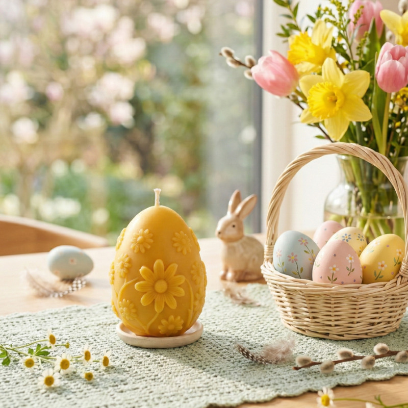 velikonočna sveča iz čebeljega voska Jajček zlata pomlad 2 velikonočna sveča iz čebeljega voska Jajček zlata pomlad