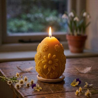 velikonočna sveča iz čebeljega voska Jajček zlata pomlad